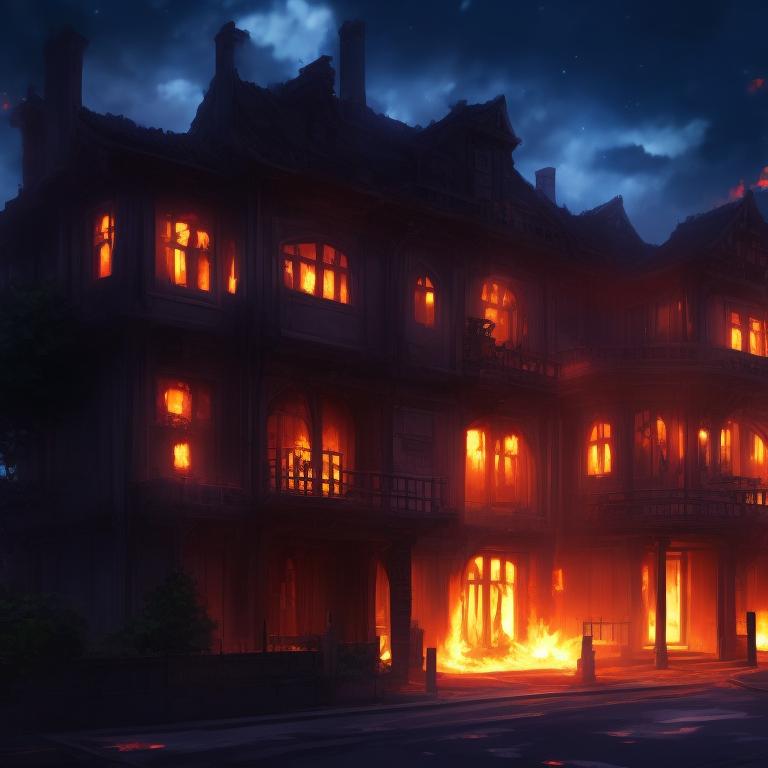 both-dunlin119: mansion on fire in re:zero anime with doors and windows  barricaded
