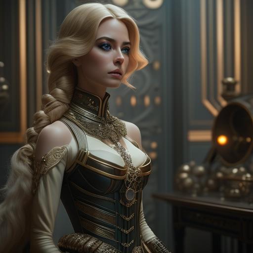 moral-baboon798: Steampunk woman with long blonde hair, one cyborg eye ...