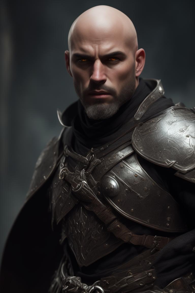 subtle-oryx96: bald male fighter in leather armor with grey skin