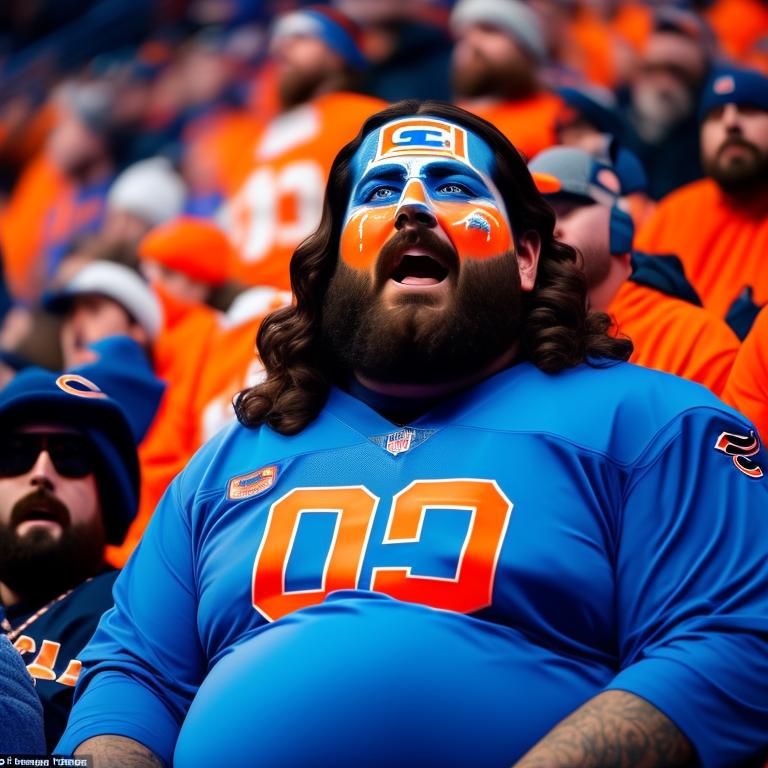 broken-wasp549: Jesus Christ as a Chicago Bears fan with full blue