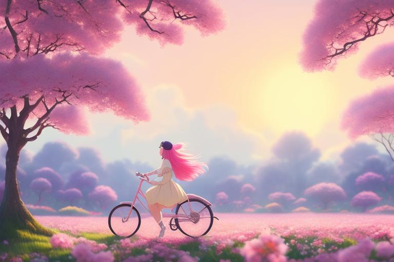 droopy-goat290: a woman riding a bicycle anime style