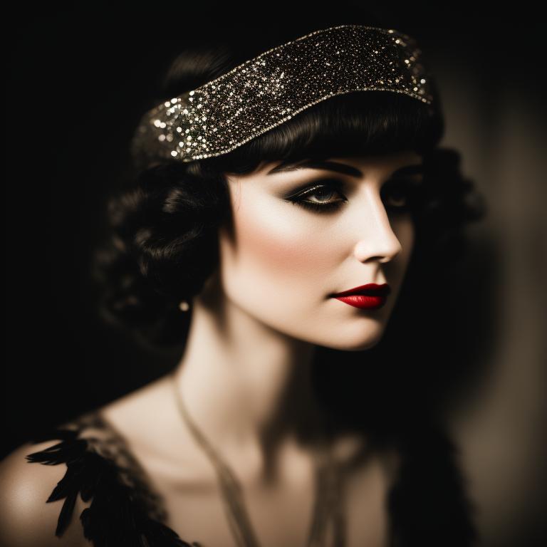 spry-deer256: A 1920s flapper girl wearing a sequined black dress and a ...