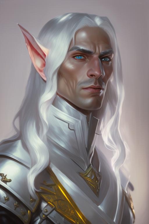 useful-owl316: Male ((elf)), long white hair, strong jaw, black eyes