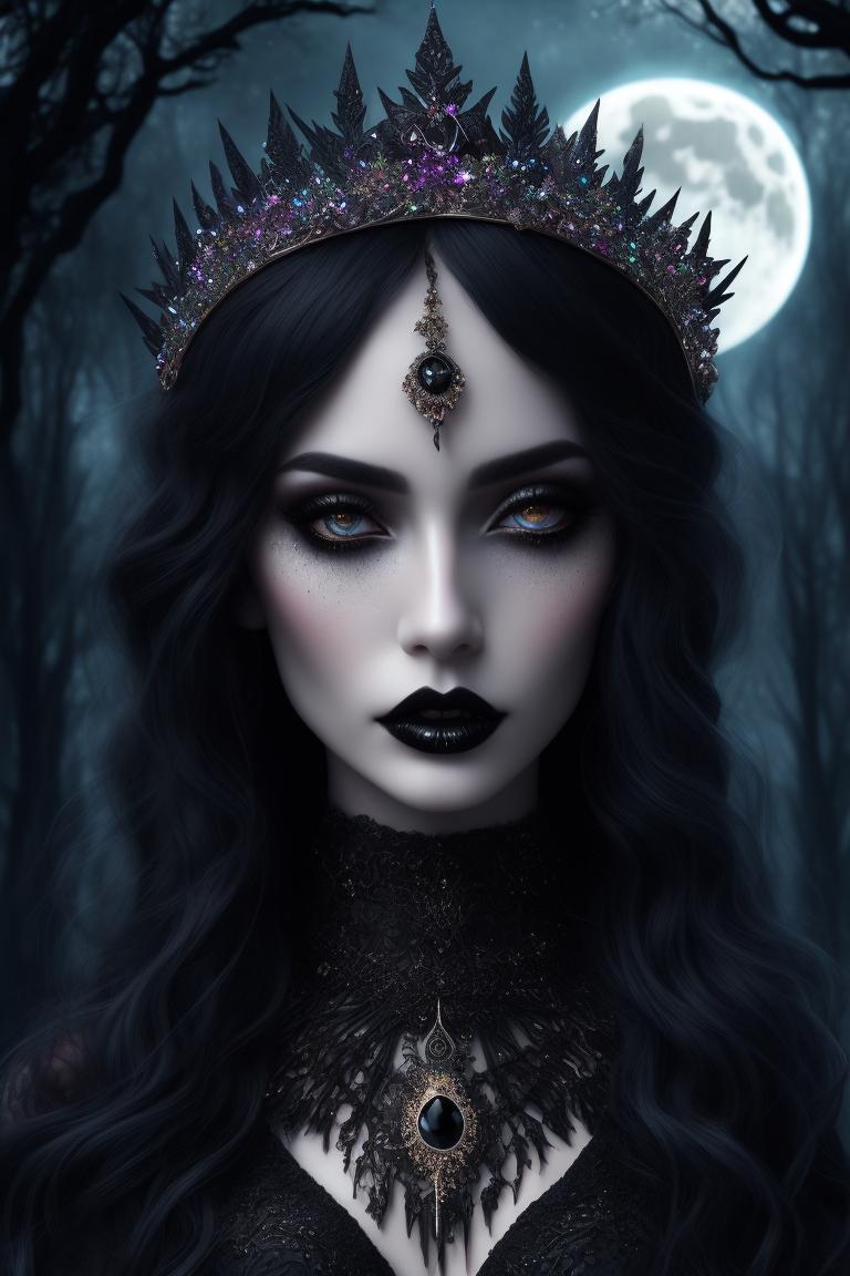 fickle-loris892: beautiful gothic witch, full moon, wear crystal crown ...