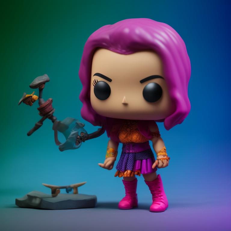 Funko Pop, Action figure, witch, Studio product photography, Vivid background colors, Isometric studio lighting, Highly detailed