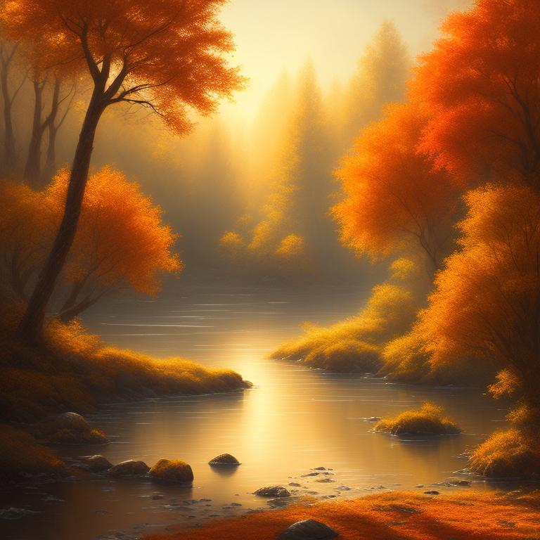 droopy-corgi669: create an autumn scene with leaves and trees on both ...