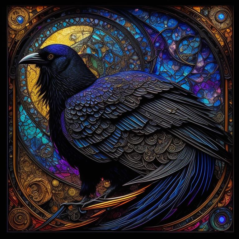 edible-crow416: Fantasy, raven and moon, triadic color palette