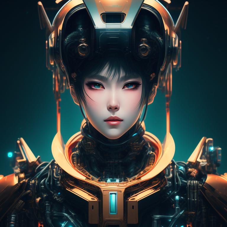 portrait Anime cyberpunk cyborg girl in mechanical