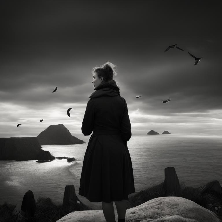 moral-turtle525: A black and white picture of a woman standing on the ...