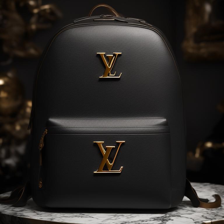 lv black leather backpack