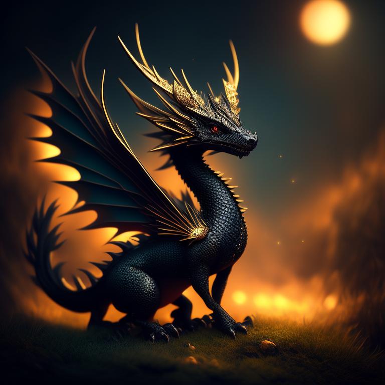 slushy-snail537: Small black and gold dragon cute