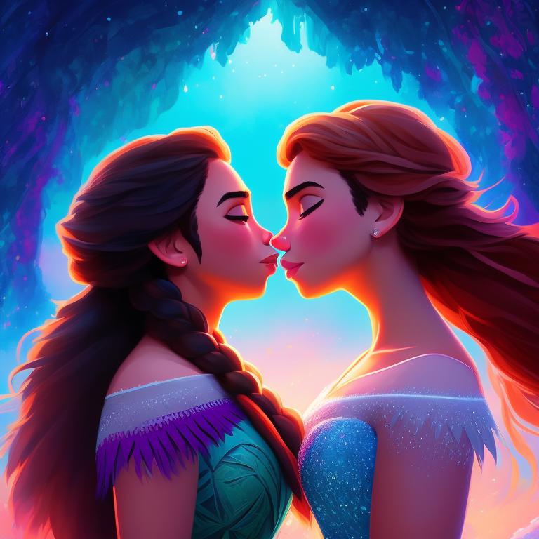 White Hawk870 Dynamic Poses Of 2girls Lesbian Kiss Between Moana