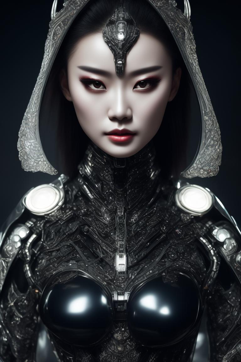 clam-shell857: futuristic mask woman with high tech tank-top with clear ...