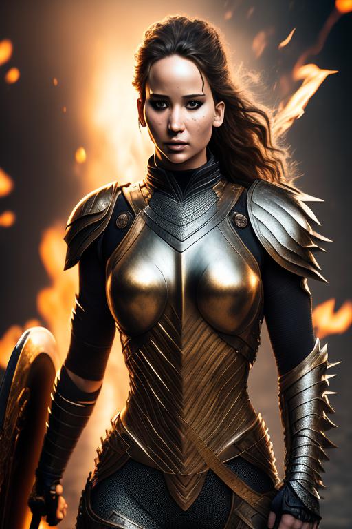 rapid-fly291: photo of female warrior(Kristen Stewart Look Glamour hot)(28  years old) in skimpy metallic armor, detailed face, look beautiful, wear,  warrior metal suit, look like warrior, front look, front view, bright, sharp