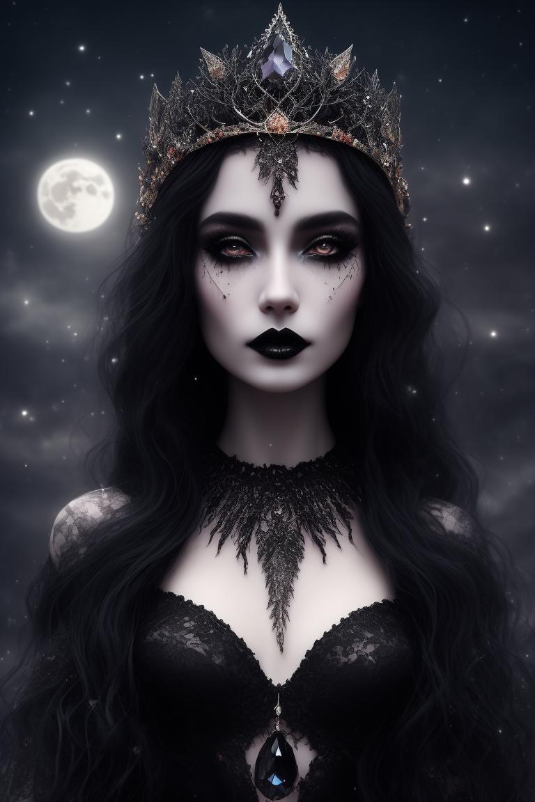 fickle-loris892: beautiful gothic witch, full moon, wear crystal crown ...