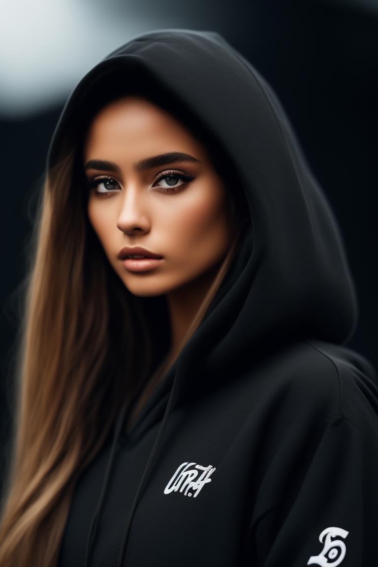 Beautiful girl in hot sale black hoodie