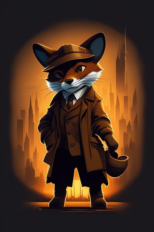 Squirrel_Hunt: A cute fox, dressed as a detective, is looking for clues