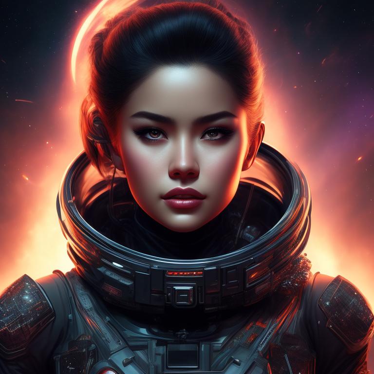 Selena Sullivan, a rugged space explorer, with a backdrop of stars and nebulas, the image is highly detailed, with intense lighting creating dramatic shadows on his face, the style is reminiscent of classic science fiction book covers, with intricate details on sullivan's spacesuit and equipment, the image has a matte finish, giving it a timeless quality. created by artists ross tran and artgerm, this digital illustration is trending on artstation.