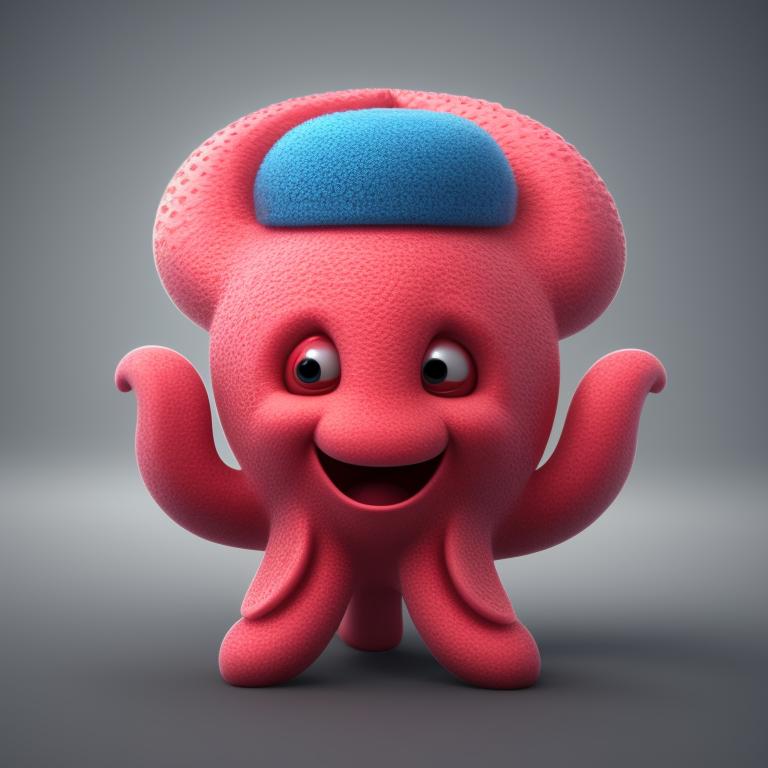 Trish318: a 3D cartoon image of a cute octopus raising one arm as if it ...