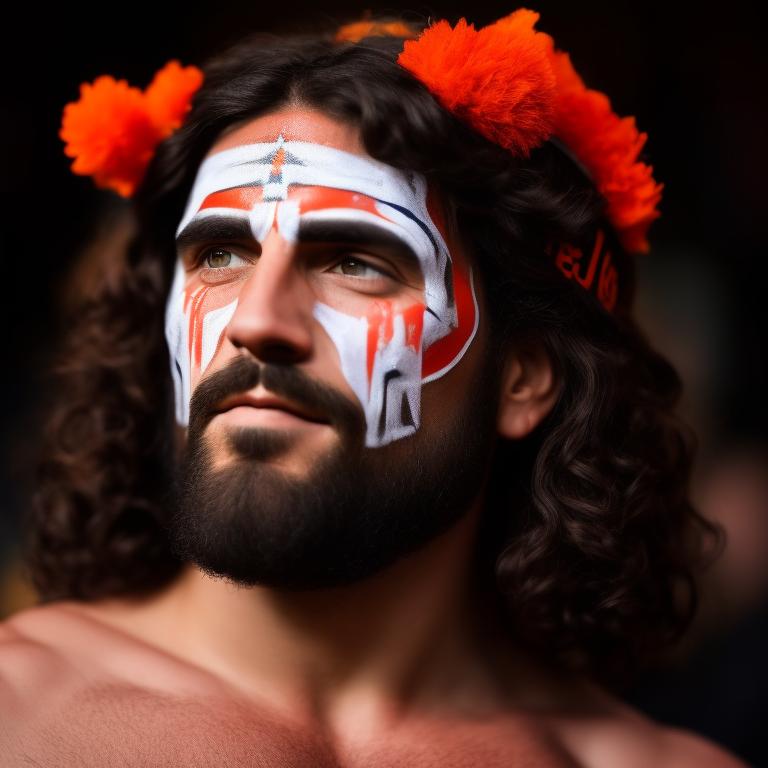 broken-wasp549: Jesus Christ as a Chicago Bears super fan with full  facepaint