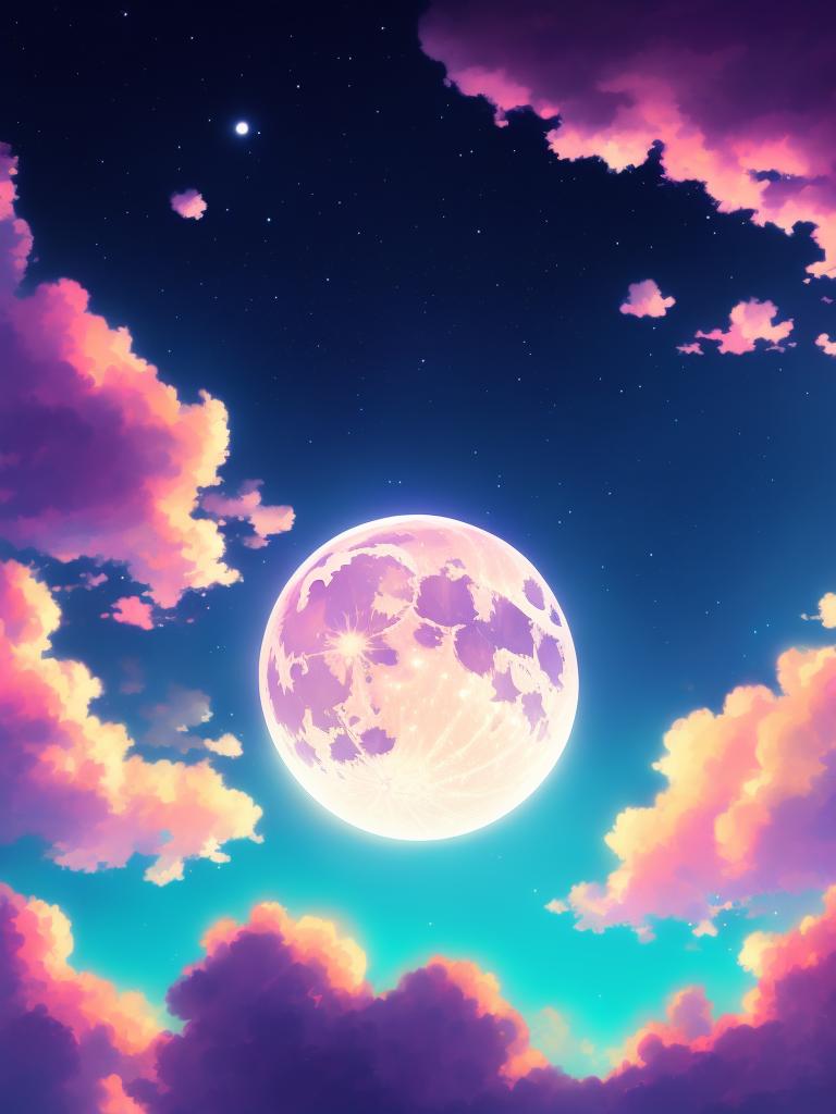 light-salmon411: Anime style night sky with full moon and clouds background