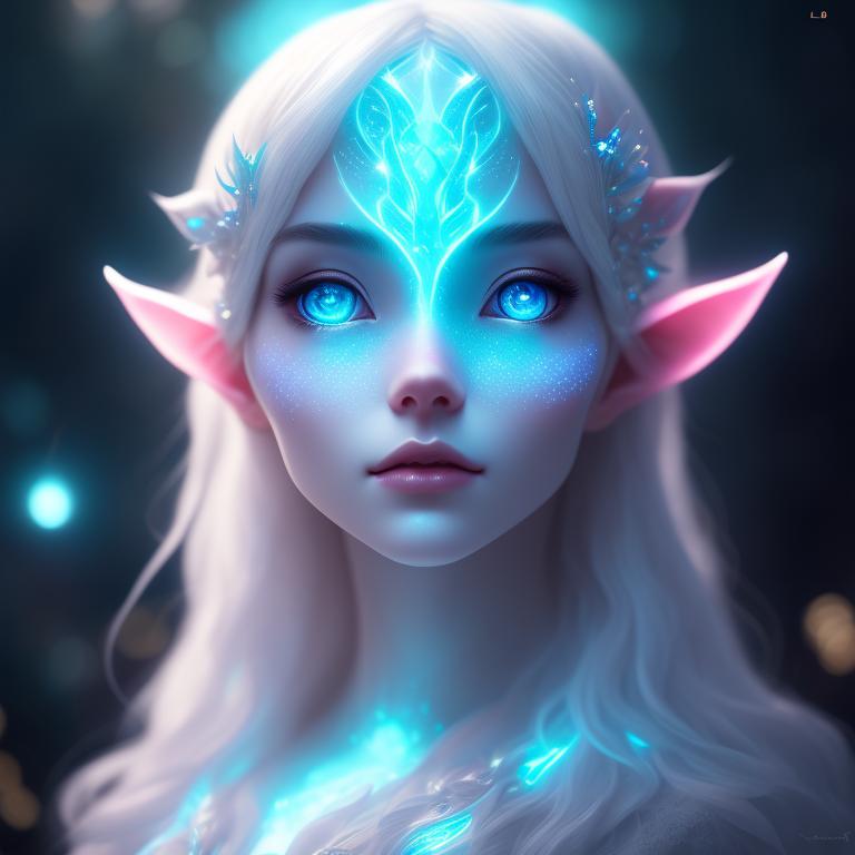 past-eland73: White etherial elf blue glowing eyes