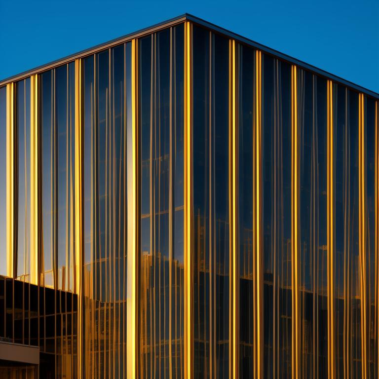 A phycology company building, glass-walled psychology company building overlooking a colorful cityscape at sunset, featuring sleek lines and a minimalist design, art by andy gilmore and noma bar, with a warm, golden glow, crisp detail, and sharp focus.