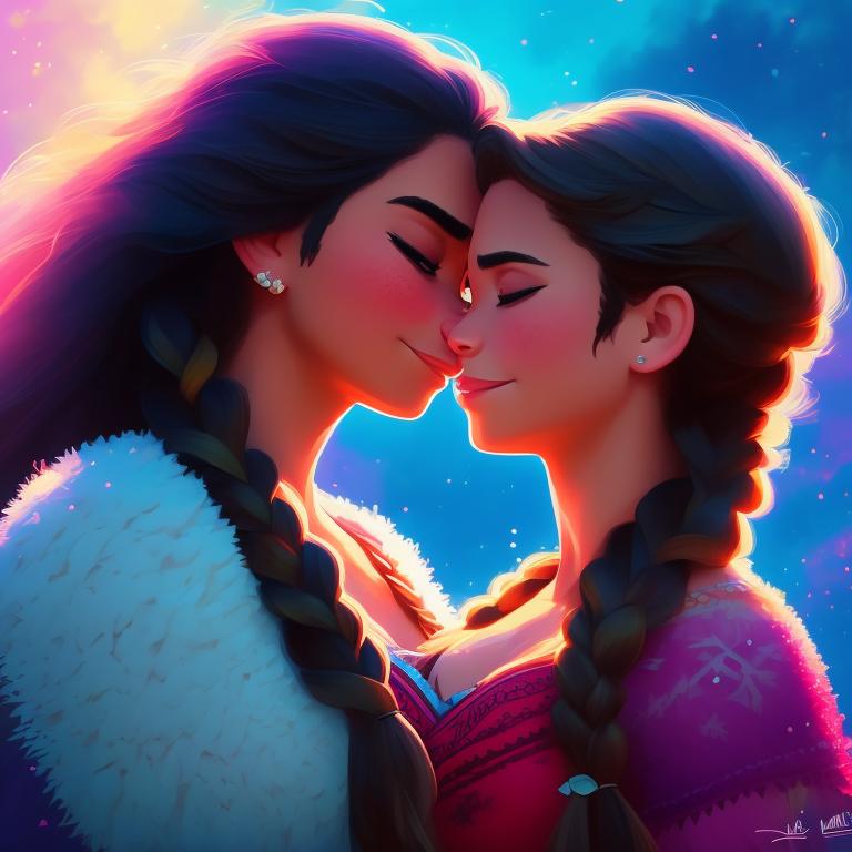 White Hawk870 Dynamic Poses Of 2girls Lesbian Kiss Between Moana