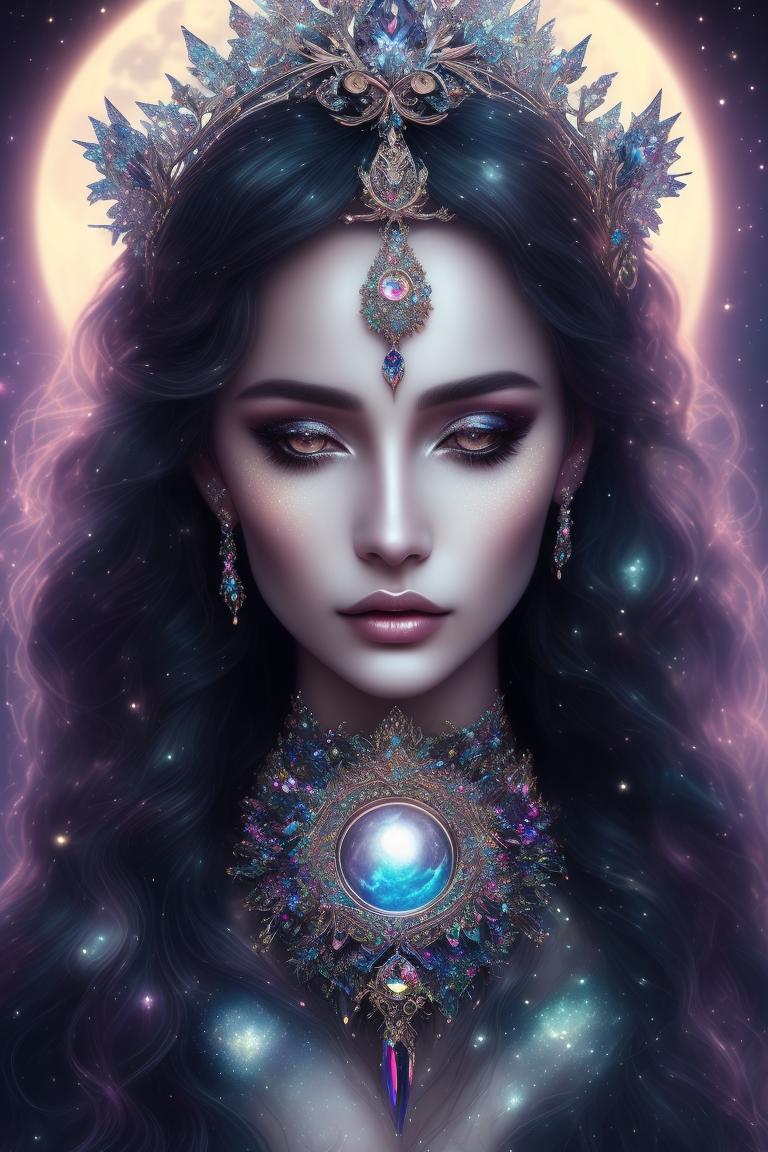 dead-manatee675: beautiful celestial goddess, full moon, wear crystal ...