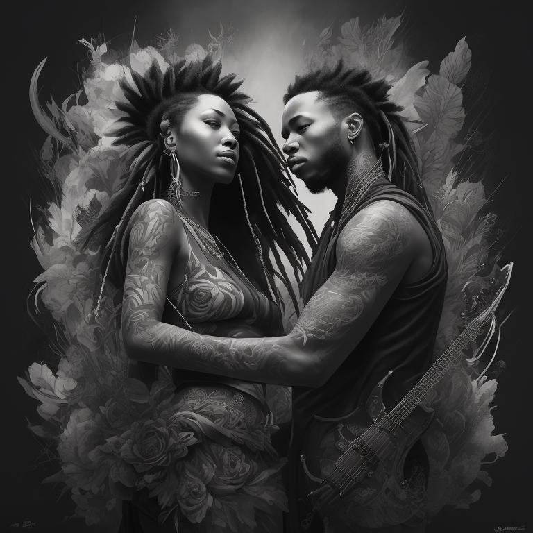 rowdy-duck791: reggae music jamaica Illustration grayscale style tatto ...