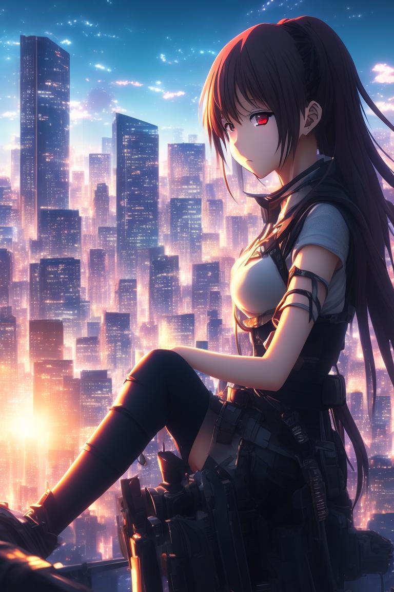 lucky-heron827: a Girl in front of a city