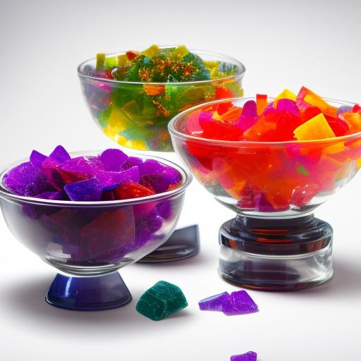 dustinholloway Bowl full of Jolly Rancher candies, purple flavor, with candy wrappers.