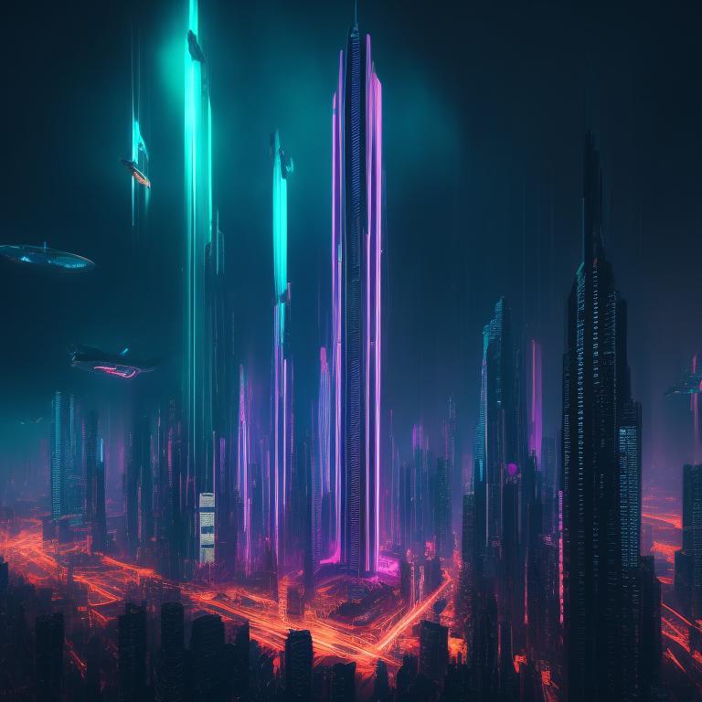 sane-dunlin590: high tech futuristic metropolis at twilight with flying ...