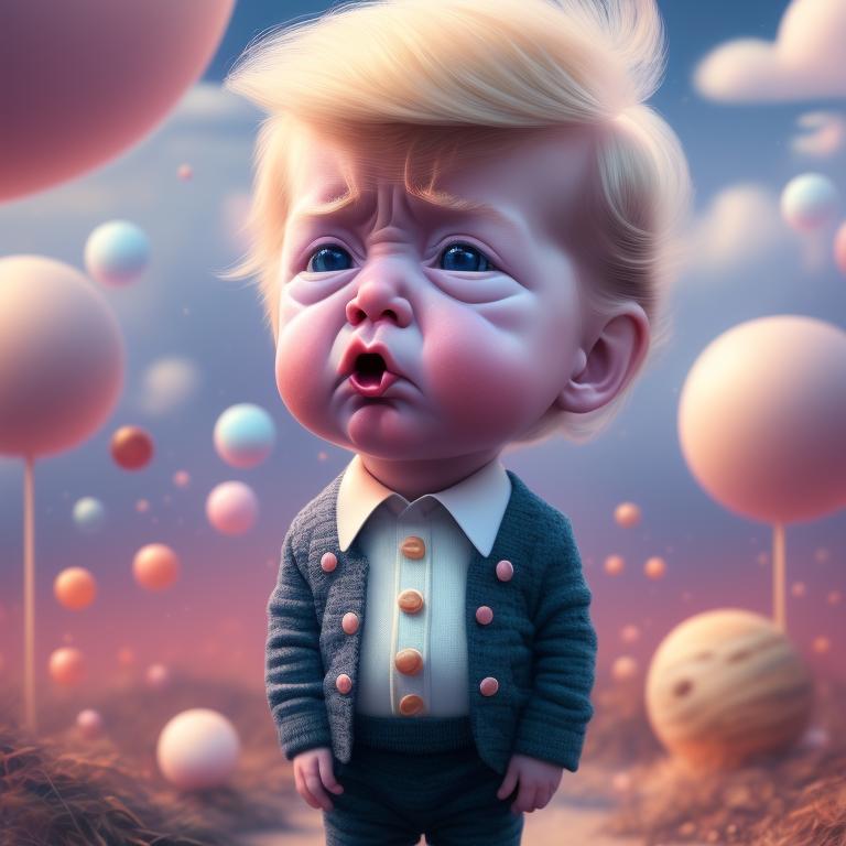 FoulRabbit Baby Donald Trump very sad, pouting, crying, throwing