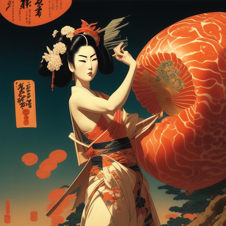 worldly-crow60: Geisha being attacked by a gigantic piece of sushi ...