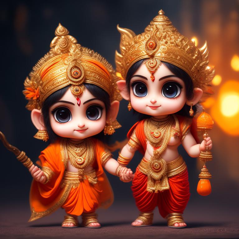 corrupt-hare289: Hindu god lord Ram wearing orange clothes with his ...