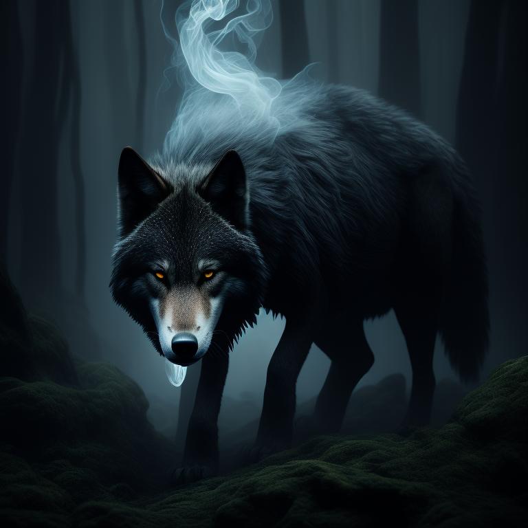 moral-turtle525: forest wolf as a wraith made entirely of highly ...
