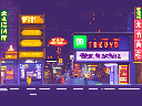 simple, Flat colors, clean png pixel art, game screenshot, (Pixel art), (((Side scroller))), Tokyo at night with neon signs and rain, 32-bit colors, (((16-bit))), Video game, in-game, decorated street, Pixel, Pixel art, 3d render