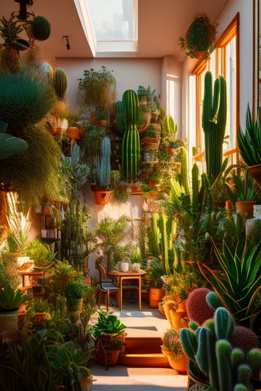 addison: maximalist kitchen with lots of cactuc and plants