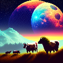 Pixel art, Moon attacked by cows, 3d pixel art, 4k wallpaper, incredible pixel art details