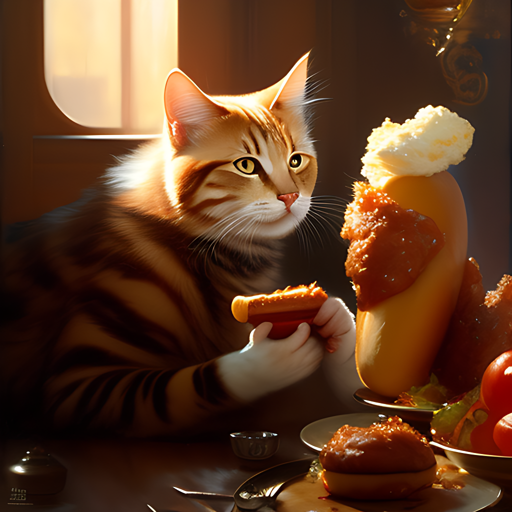 Cat eating a hot hot sale dog