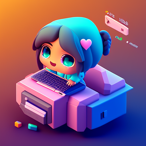 axelhook: Tiny cute isometric girl sitting at desk with computer emoji ...