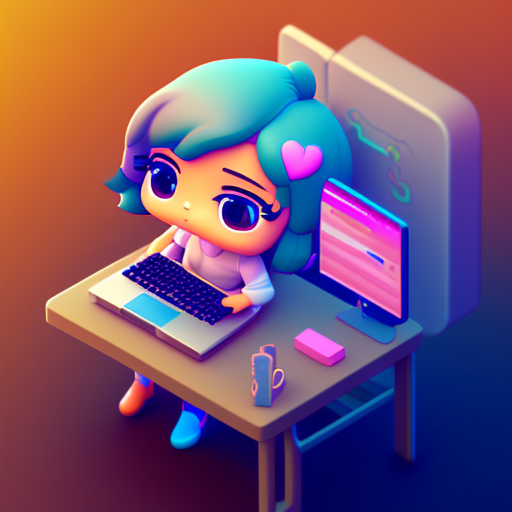 axelhook: Tiny cute isometric girl sitting at desk with computer emoji ...