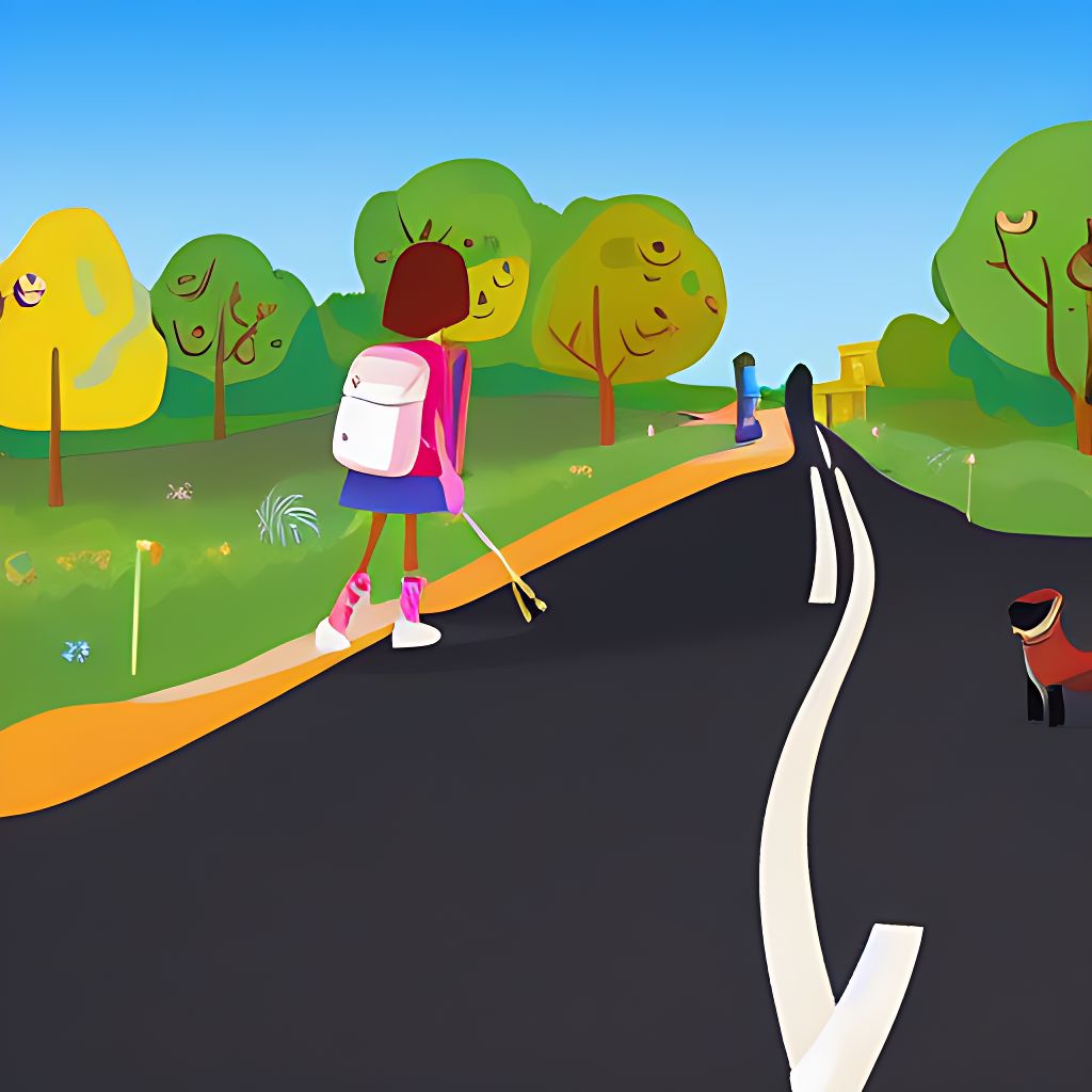 creative-cat70: illustration about a blind princess trying to cross the road  with her service dog