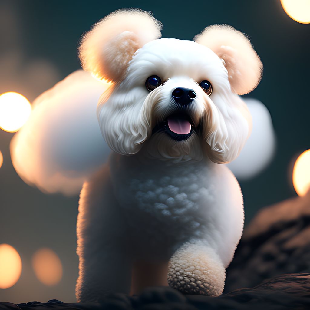 White Toy Poodle With A Teddy Bear