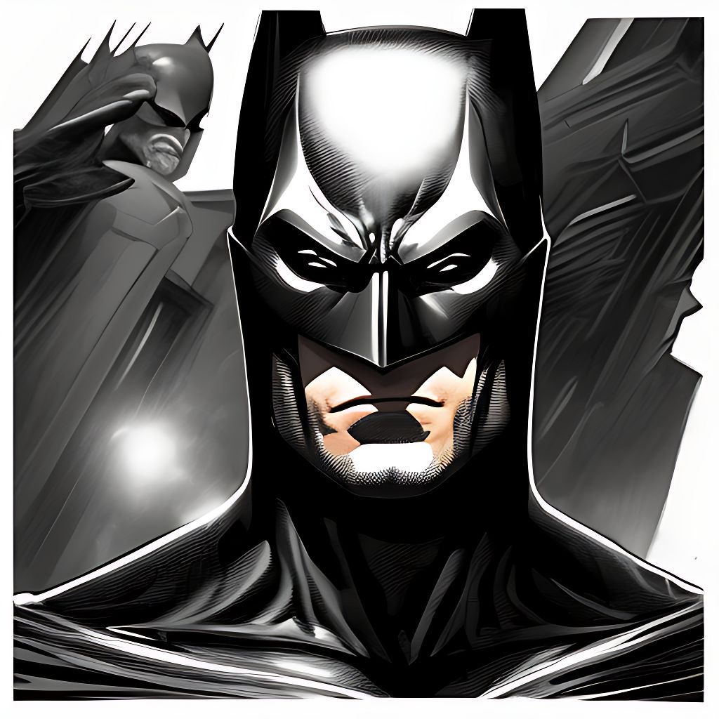 KOPF-KI-NO: Batman in suit, black boots, mask, 4k bank background