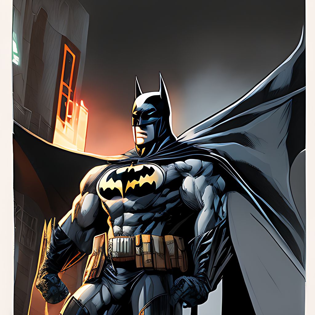 KOPF-KI-NO: Batman in suit, black boots, mask, 4k bank background