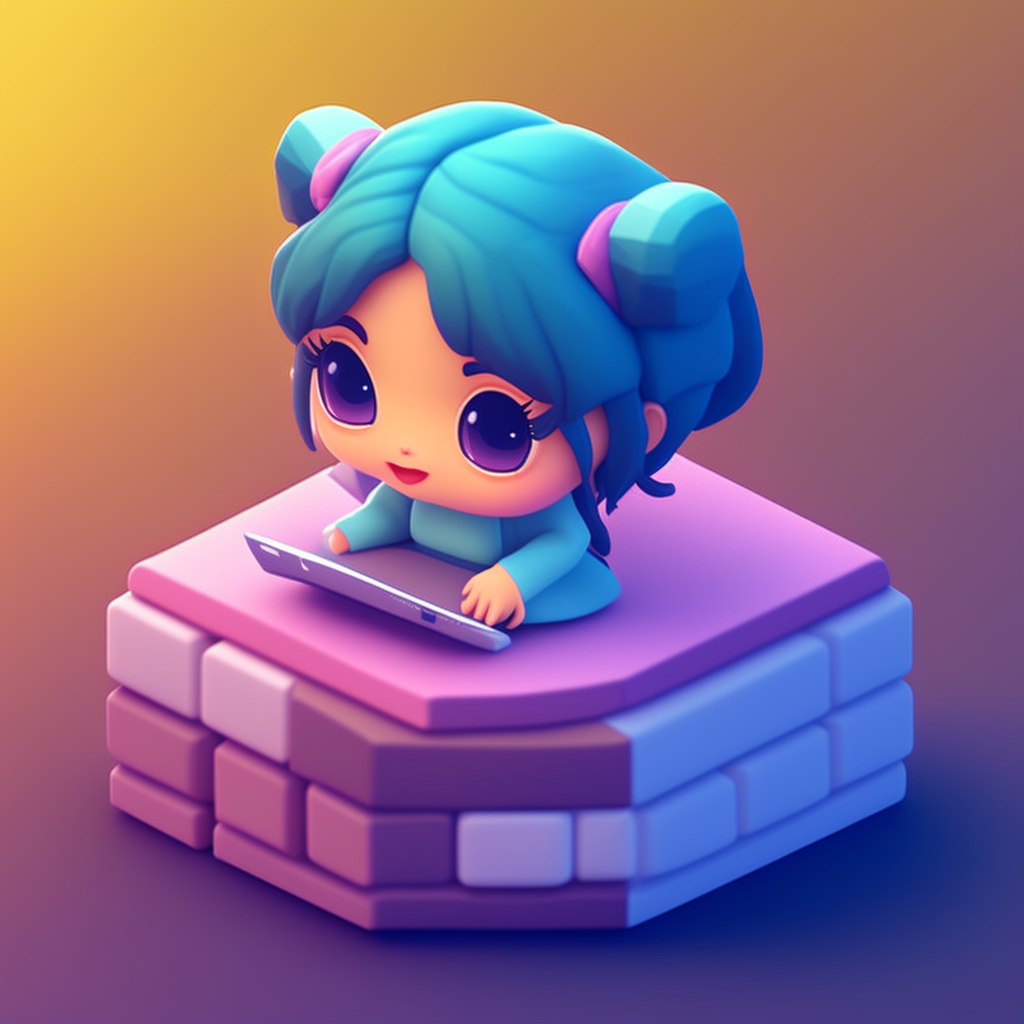 axelhook: Tiny cute isometric girl sitting at desk with computer emoji ...
