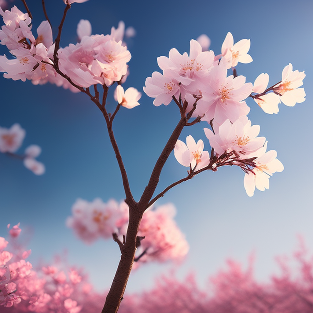 benjamingraves A lone Japanese cherry blossom branch stands tall in a