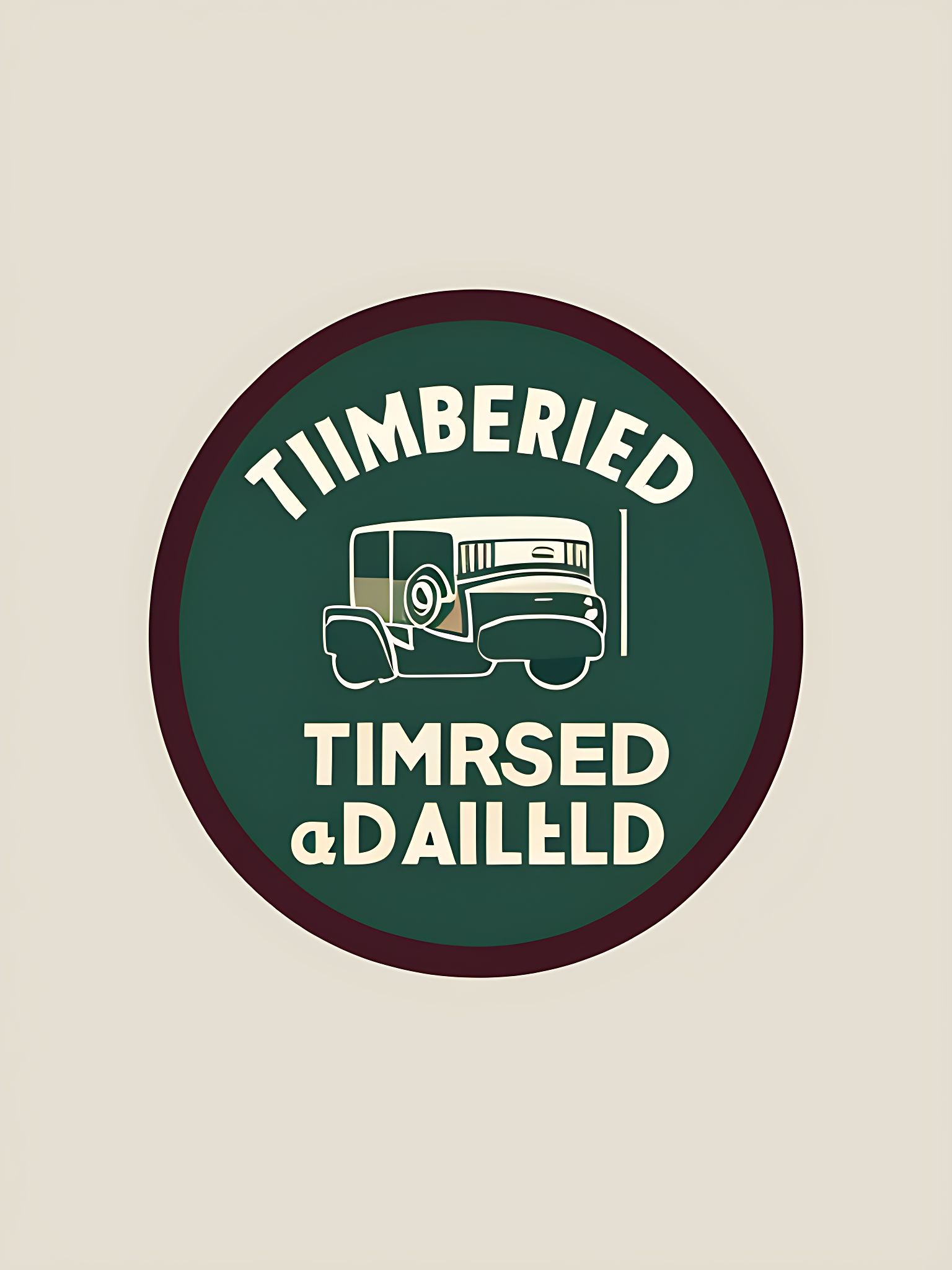 al: dark green round logo with TIMBERLAND AUTO LTD and slogan of THE  TRUSTED AUTO DEALER center with a small car with forest background